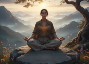 Person meditating outdoors to learn how to heal your soul.